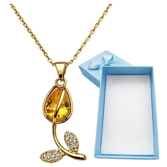 🌷 COLLAR FLOR TULIPÁN ✨ + CAJA DE REGALO