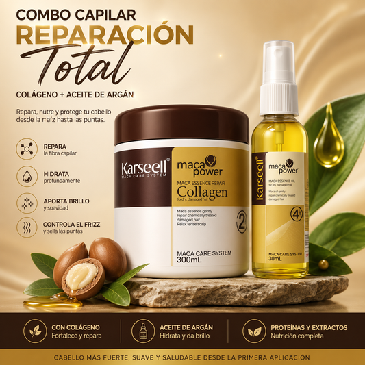 Dúo Reparador Colágeno & Argán Nutrición Profunda para el Cabello