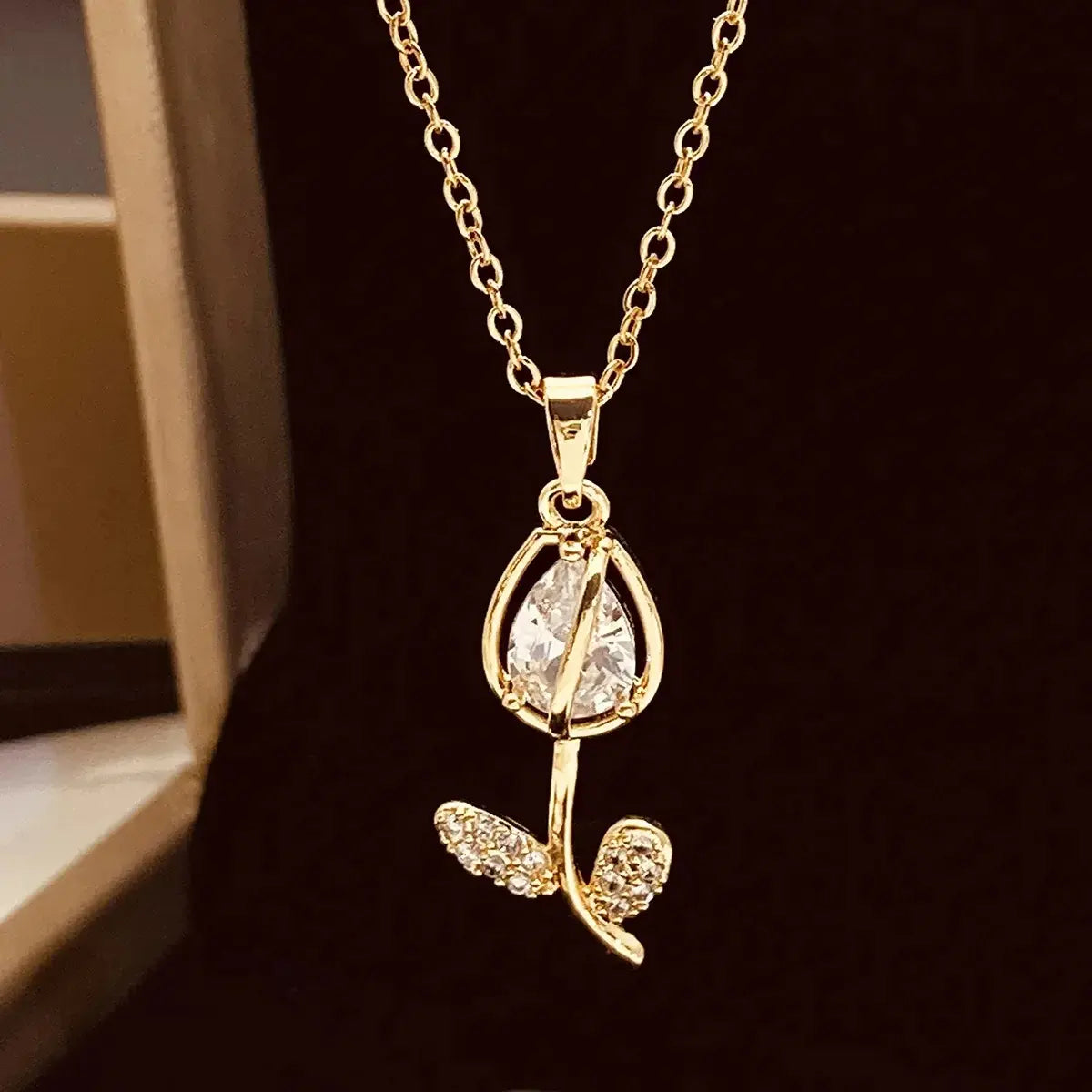 🌷 COLLAR FLOR TULIPÁN ✨ + CAJA DE REGALO