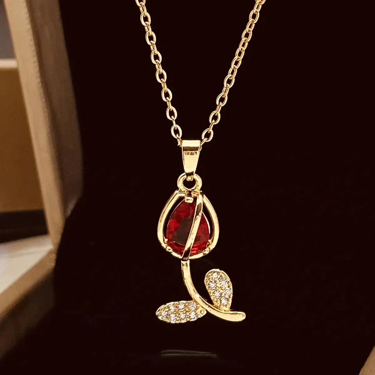 🌷 COLLAR FLOR TULIPÁN ✨ + CAJA DE REGALO