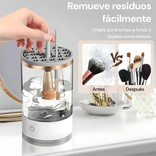 Cosmetiquera Espejo + Limpiador De Brochas