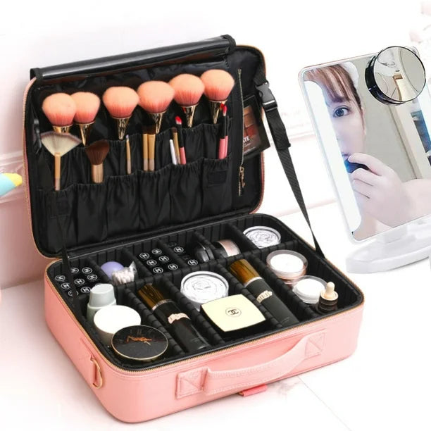 Cosmetiquera Espejo + Limpiador De Brochas