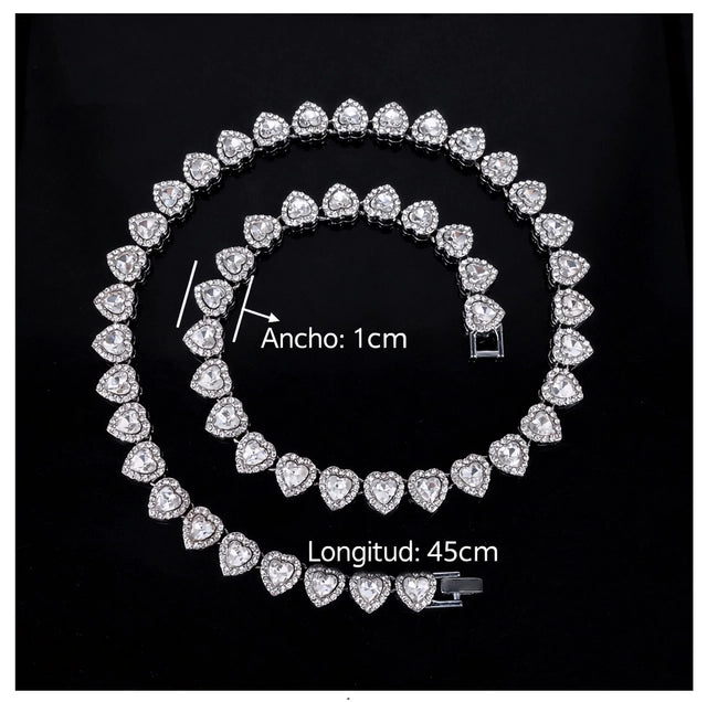 Collar Diamantado Corazones