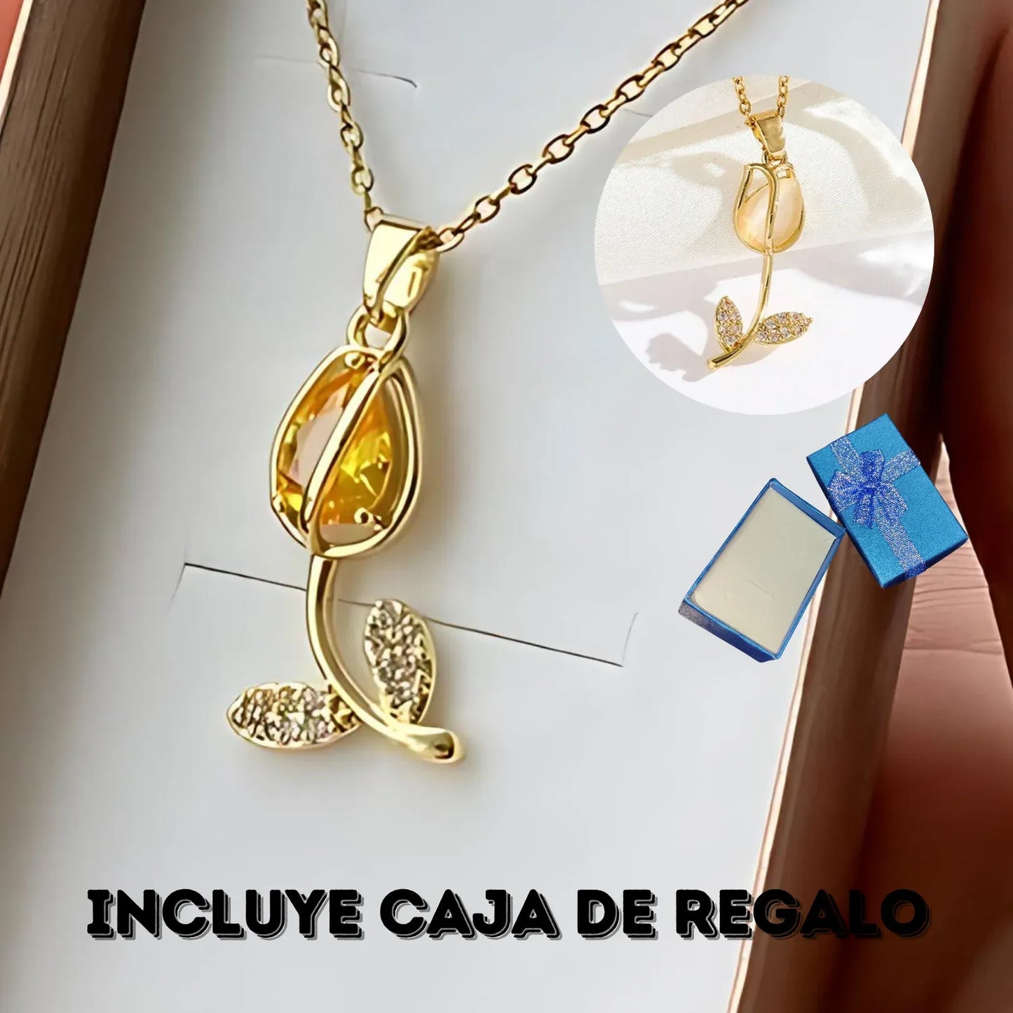 🌷 COLLAR FLOR TULIPÁN ✨ + CAJA DE REGALO