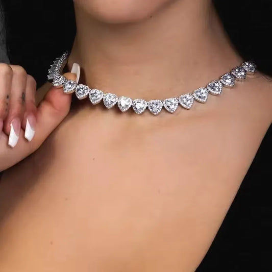 Collar Diamantado Corazones